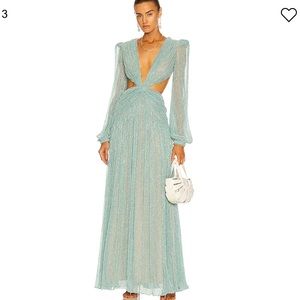 PatBO Lurex Cut-Out Gown in Sea Foam